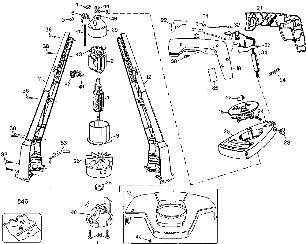 Exploded Diagram A Diagram and Parts List for GE800-04 Type 1 Black and Decker Edger